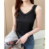 大人可愛いサテン調キャミ きれいめインナートップス Vネックタンクトップ上品レイ… | SUNSHINE CLOSET | 詳細画像1 