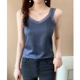大人可愛いサテン調キャミ きれいめインナートップス Vネックタンクトップ上品レイ… | SUNSHINE CLOSET | 詳細画像2 