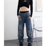 デニムカーゴパンツ 韓国風ワイドジーンズ | SUNSHINE CLOSET | 詳細画像22 