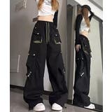 ストリートパンツレディース かっこいいワイドパンツ ウエストゴム楽ちんパンツ | SUNSHINE CLOSET | 詳細画像4 