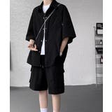 涼しいシアサッカー五分袖トップス カーゴショートパンツ半ズボン春夏 かっこいい夏… | SUNSHINE CLOSET | 詳細画像1 