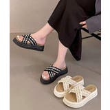 厚底サンダルパール付クロスサンダル韓国風 | ANGELCLOSET | 詳細画像13