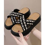 厚底サンダルパール付クロスサンダル韓国風 | ANGELCLOSET | 詳細画像5