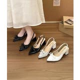 上品ドット柄パンプス チャンキーヒール 美脚見え春夏シューズレディース | SUNSHINE CLOSET | 詳細画像5