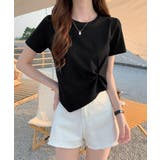 ウエストタックtシャツレディース カジュアルトップス春夏 シンプルカットソー無地 | SUNSHINE CLOSET | 詳細画像5 