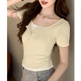 フェイクレイヤードtシャツレディース 前ボタンリブtシャツ 大人可愛い | SUNSHINE CLOSET | 詳細画像6