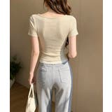 フェイクレイヤードtシャツレディース 前ボタンリブtシャツ 大人可愛い | SUNSHINE CLOSET | 詳細画像9