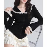 レーストリム Vネックリブニットトップス | SUNSHINE CLOSET | 詳細画像1 