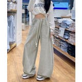 ワンポイント刺しゅうロゴ イージーパンツ ハイウエストワイドパンツ | SUNSHINE CLOSET | 詳細画像2