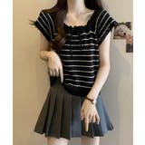 パンチングリボン半袖ニットトップス韓国風 | ANGELCLOSET | 詳細画像9