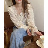 花柄レースブラウス 韓国風シアートップス | SUNSHINE CLOSET | 詳細画像2 