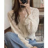 花柄レースブラウス 韓国風シアートップス | SUNSHINE CLOSET | 詳細画像3 