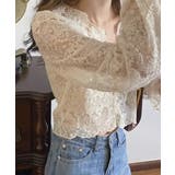 花柄レースブラウス 韓国風シアートップス | SUNSHINE CLOSET | 詳細画像6 