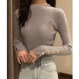 袖ボタン リブニットトップス レディース | SUNSHINE CLOSET | 詳細画像3