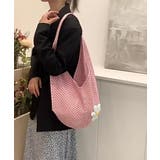トートバッグ花モチーフ付き編みバッグ軽量 | SUNSHINE CLOSET | 詳細画像14 