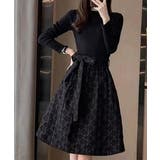 リボン柄フレアワンピース ウエストマーク | SUNSHINE CLOSET | 詳細画像1