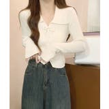 レースアップ リブニットトップス 韓国風 | SUNSHINE CLOSET | 詳細画像7