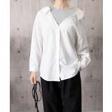 レディース ベルト付きパッチワークシャツレイヤード風 肩見せブラウス | SUNSHINE CLOSET | 詳細画像18 