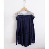 レディース ベルト付きパッチワークシャツレイヤード風 肩見せブラウス | SUNSHINE CLOSET | 詳細画像22 