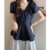 襟ドロストシャツ半袖レディース Vネックパフスリーブブラウス 大人きれいめ韓国風… | SUNSHINE CLOSET | 詳細画像11 