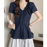 襟ドロストシャツ半袖レディース Vネックパフスリーブブラウス 大人きれいめ韓国風… | SUNSHINE CLOSET | 詳細画像12 
