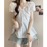 襟ドロストシャツ半袖レディース Vネックパフスリーブブラウス 大人きれいめ韓国風… | SUNSHINE CLOSET | 詳細画像15 