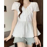 襟ドロストシャツ半袖レディース Vネックパフスリーブブラウス 大人きれいめ韓国風… | SUNSHINE CLOSET | 詳細画像16 