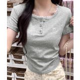 レディース ヘンリーネック半袖T リボン刺しゅうタイトトップス | SUNSHINE CLOSET | 詳細画像3 
