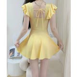 フリル袖ミニワンピ水着 大人可愛いリボン付き ウエストシャーリング水着 | SUNSHINE CLOSET | 詳細画像14 