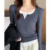 レイヤード風Tシャツ スリットネック秋服 | SUNSHINE CLOSET | 詳細画像10