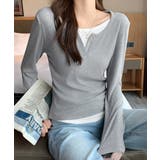 レイヤード風Tシャツ スリットネック秋服 | SUNSHINE CLOSET | 詳細画像3