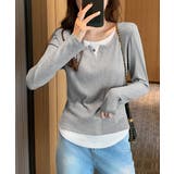 レイヤード風Tシャツ スリットネック秋服 | SUNSHINE CLOSET | 詳細画像4