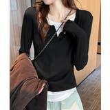 レイヤード風Tシャツ スリットネック秋服 | SUNSHINE CLOSET | 詳細画像7