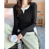 レイヤード風Tシャツ スリットネック秋服 | SUNSHINE CLOSET | 詳細画像8