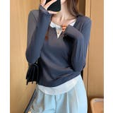 レイヤード風Tシャツ スリットネック秋服 | SUNSHINE CLOSET | 詳細画像9
