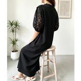 大人の抜け感ワンピレディース 体型カバー 立体花柄レース袖切替ワンピ春夏 | SUNSHINE CLOSET | 詳細画像9 