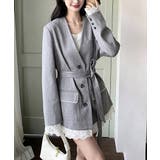 上品フェミニンミドル丈ジャケットウエストマークベルト付ノーカラー羽織り大人可愛い… | SUNSHINE CLOSET | 詳細画像1 