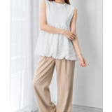 レディース クルーネックtシャツ 華やかなドッキングトップス大人可愛い | SUNSHINE CLOSET | 詳細画像3