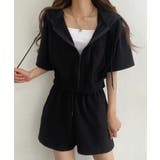 ジップアップパーカー クロップド丈トップス夏 ハイウエストショートパンツ | SUNSHINE CLOSET | 詳細画像1
