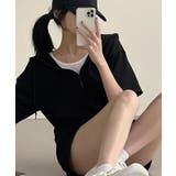 ジップアップパーカー クロップド丈トップス夏 ハイウエストショートパンツ | SUNSHINE CLOSET | 詳細画像10