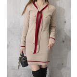 リボンタイミニワンピース配色ニットドレス | SUNSHINE CLOSET | 詳細画像20 