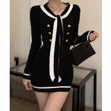 リボンタイミニワンピース配色ニットドレス | SUNSHINE CLOSET | 詳細画像7 