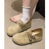 インヒール厚底靴 ラウンドトゥスリッポンレトロカジュアルモカシン ダブルベルトモ… | SUNSHINE CLOSET | 詳細画像3 