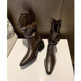 レディース 上品ポインテッドトゥドレープミドルブーツ美脚見え韓国風ショートブーツ… | SUNSHINE CLOSET | 詳細画像17 