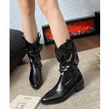 レディース 上品ポインテッドトゥドレープミドルブーツ美脚見え韓国風ショートブーツ… | SUNSHINE CLOSET | 詳細画像6 