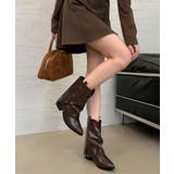 レディース 美脚ポインテッドブーツ ヴィンテージ風レザー調カバーブーツ | SUNSHINE CLOSET | 詳細画像14 