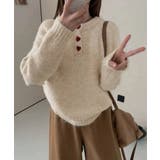 ハートボタンニットトップス ハーフボタン | SUNSHINE CLOSET | 詳細画像4
