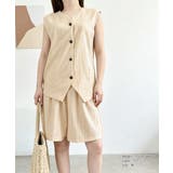 リネンライクセットアップ ノースリーブトップス Vネックベスト | SUNSHINE CLOSET | 詳細画像15 