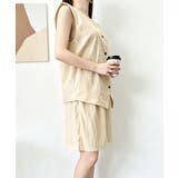 リネンライクセットアップ ノースリーブトップス Vネックベスト | SUNSHINE CLOSET | 詳細画像17 