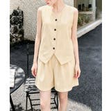 リネンライクセットアップ ノースリーブトップス Vネックベスト | SUNSHINE CLOSET | 詳細画像2 